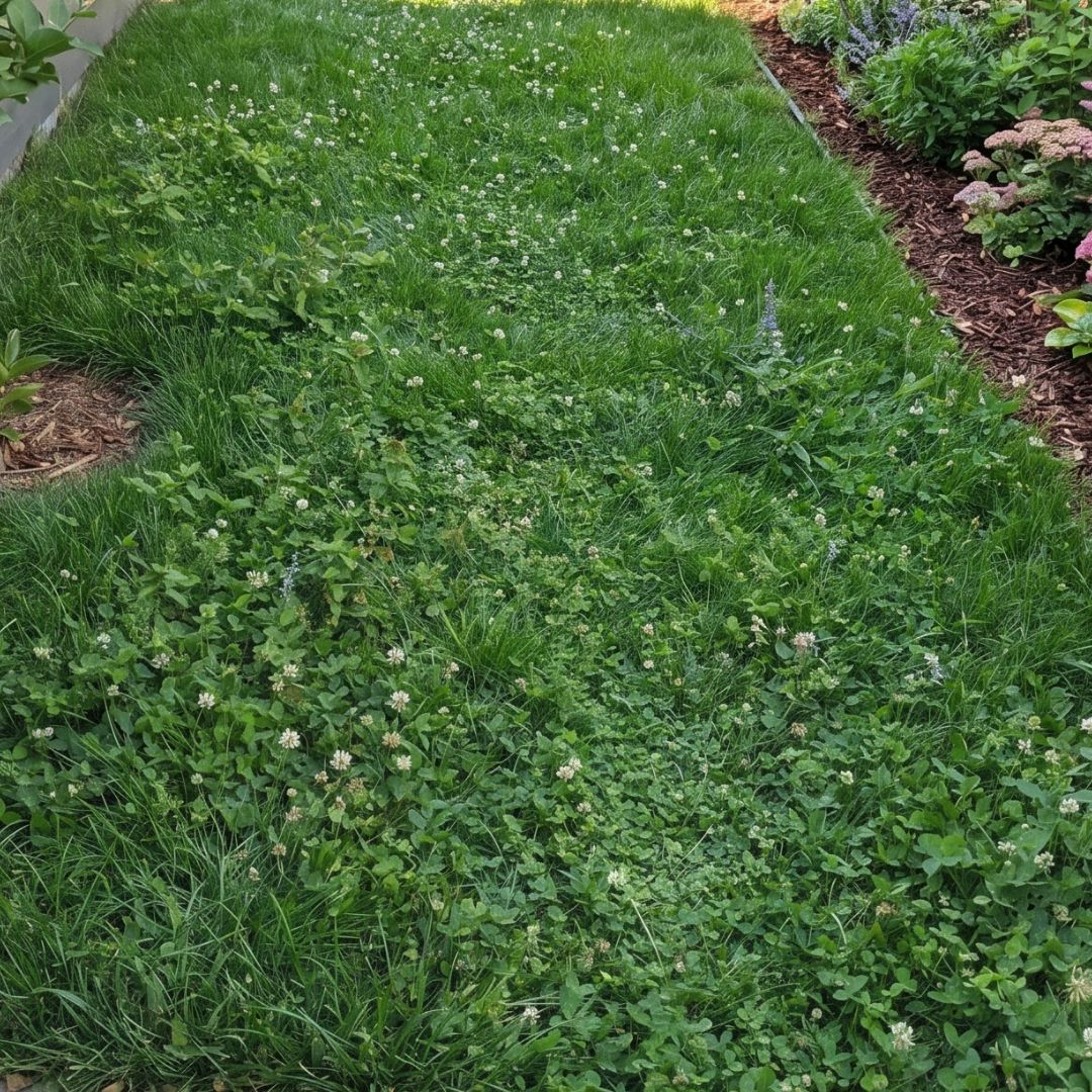 Close up of a lawn of MicroBee™ HOA-Friendly Bee Lawn Seeds