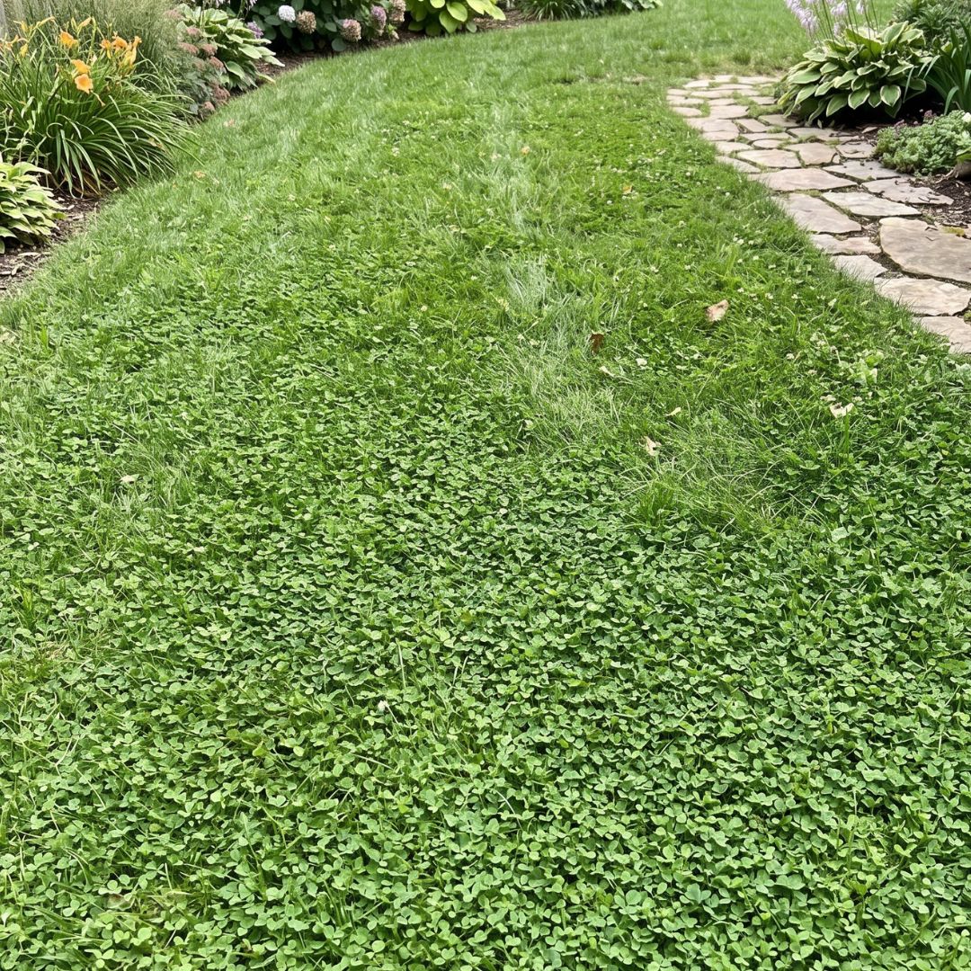 Clover blended with fine fescue in a MicroTurf lawn