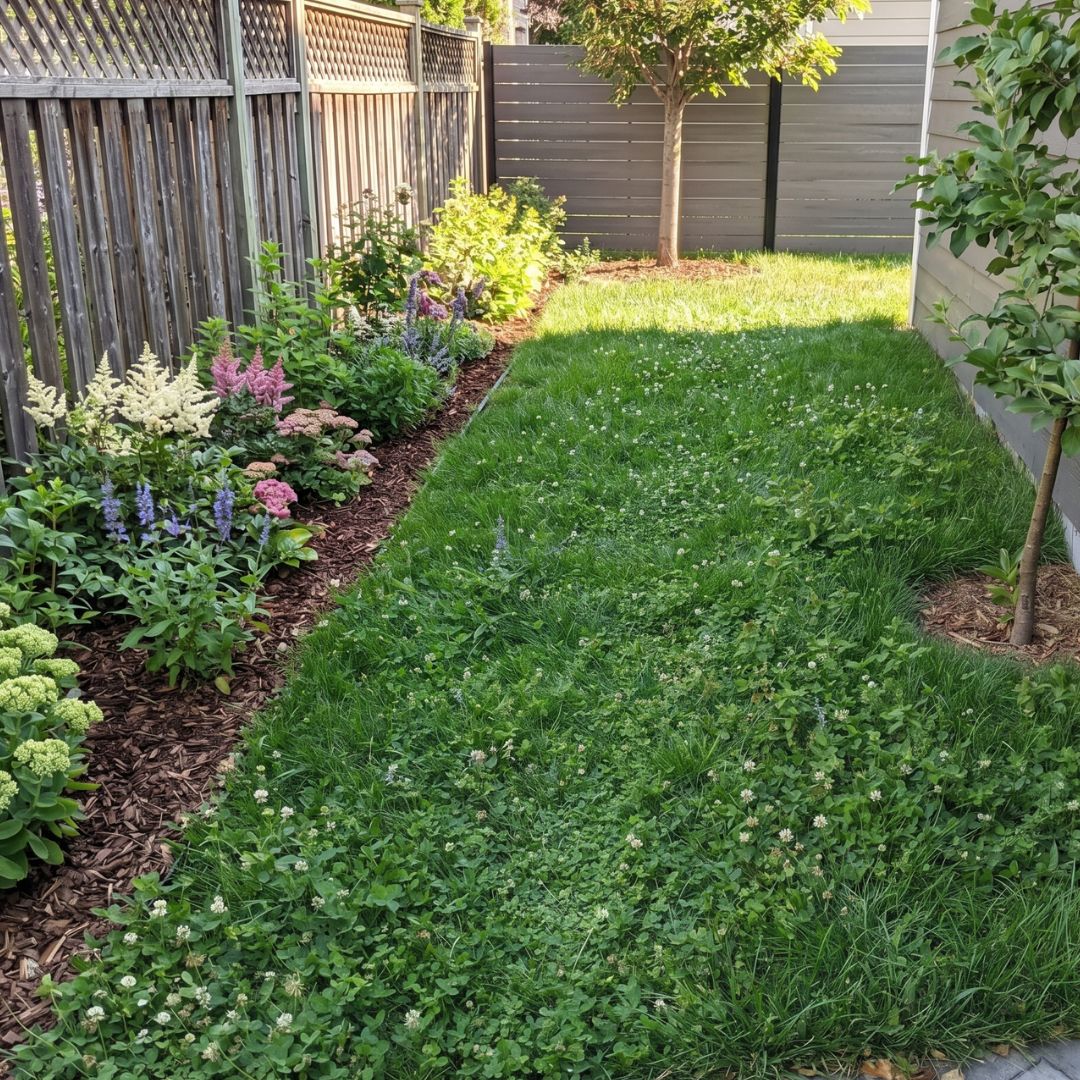 Yard of MicroBee™ HOA-Friendly Bee Lawn Seeds