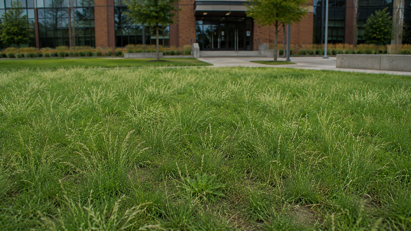 Editorial illustration of Competitive Lawn’s institutional eco-lawns and its eco-lawn mission and ecology-review approach